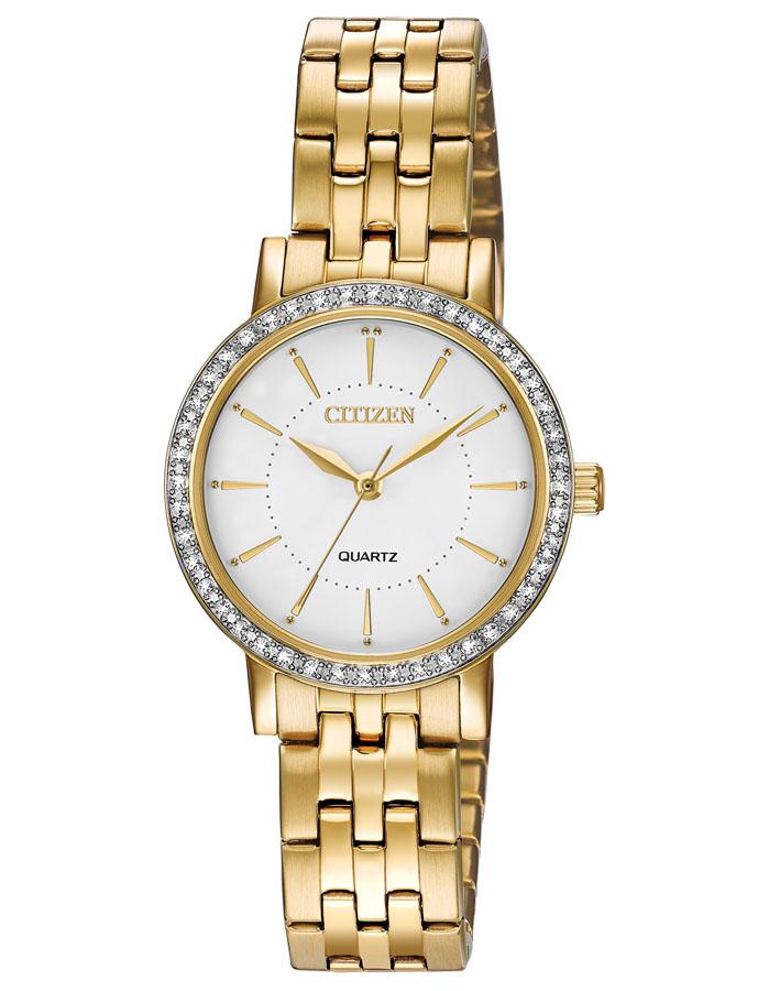 Citizen Quart Ladies Watch - Gold-Tone - Crystal Bezel -  White Dial - Bracelet - EL3042-84A_1b5e221f-eaee-4176-84ac-44380fa0136d