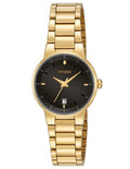 Citizen Quartz Ladies Watch - Black Dial - Gold Tone Case and Bracelet - EU6012-58E