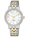 Citizen Quartz Ladies Watch - Two-Tone - Mother of Pearl - Crystal Bezel - EL3044-89D