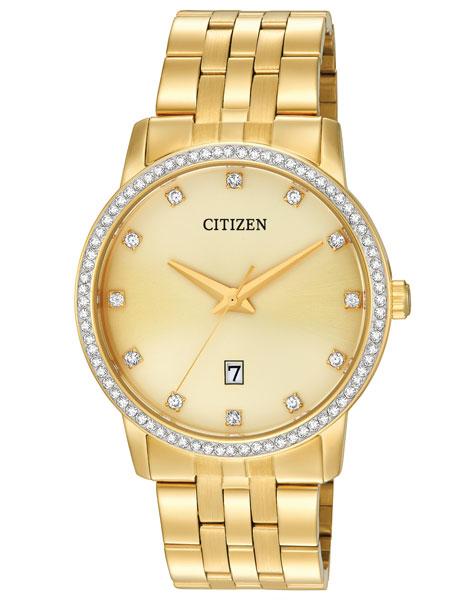 Citizen Quartz Mens Swarovski Crystal Dress- Gold Tone - Gold Dial - BI5032-56P_b5eeb432-babf-4852-9680-11dba19a98f1