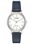 Citizen Womens Eco-Drive Chandler Watch - White Dial - Blue Leather Strap - EM0570-01A