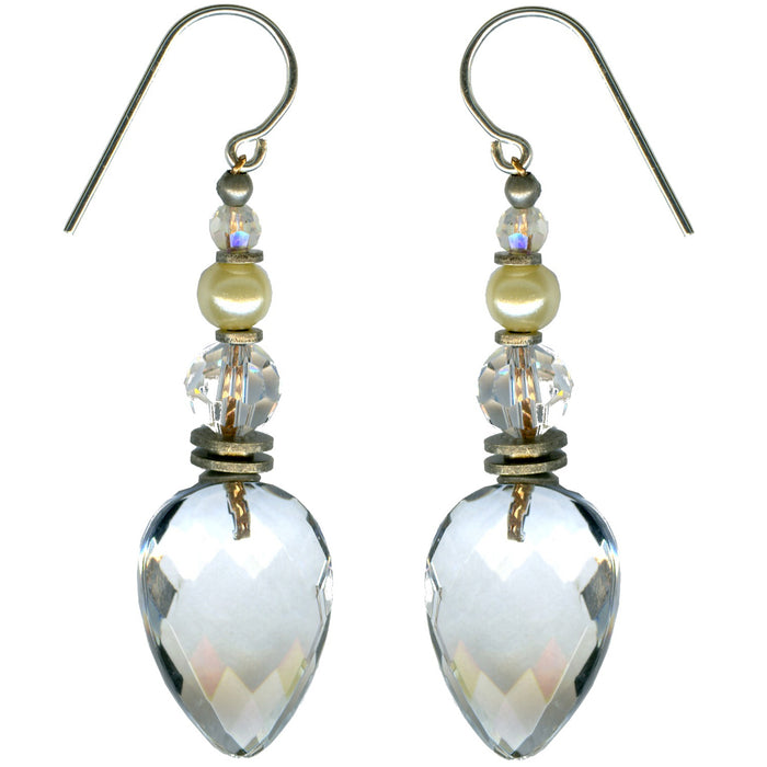 Clear glass and crystal dangle earrings from Owen Glass Collection featuring elegant, transparent jewelry design with sparkling accents.