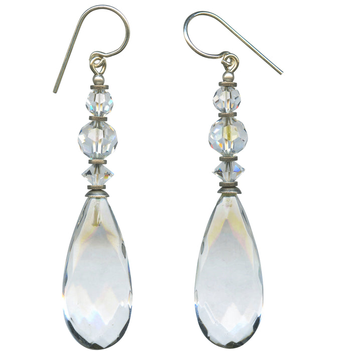 Clear glass and crystal drop earrings from Owen Glass Collection, featuring elegant cabaret-style design and sparkling details.