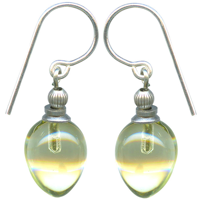 Clear yellow German glass drop earrings from Owen Glass Collection featuring mini berries design