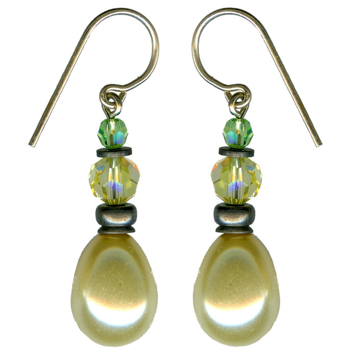 Owen Glass Collection Clouds 17 earrings featuring cloud-shaped design in clear and frosted glass with metal accents.