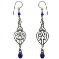 Cobalt blue antique Czech glass drop earrings from Owen Glass Collection with elegant, teardrop-shaped designs.