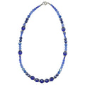 Blue beaded necklace from Owen Glass Collection, 18 inches long with cobalt tones, featuring vibrant glass beads.