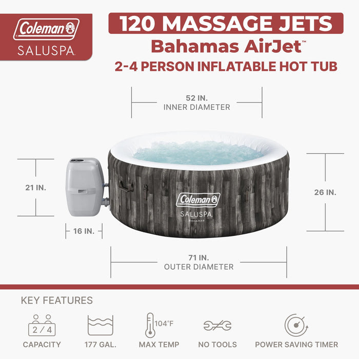Coleman SaluSpa Bahamas AirJet 2-4 Person Circle Inflatable Hot Tub with Pump #P08411 - Used, Like New