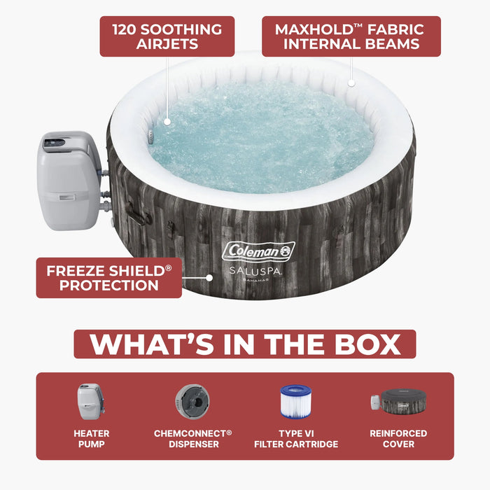 Coleman SaluSpa Bahamas AirJet 2-4 Person Circle Inflatable Hot Tub with Pump #P08411 - Used, Like New