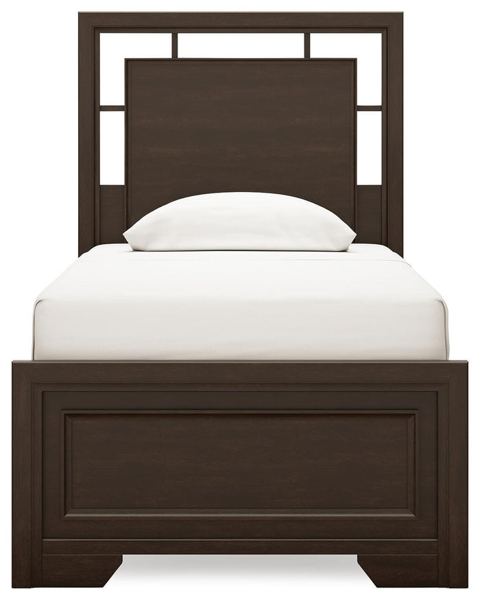 Covetown Dark Brown Covetown Twin Panel Bed - Brand New