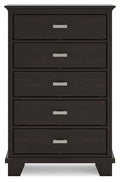 Covetown Dark Brown Five Drawer Chest - Brand New