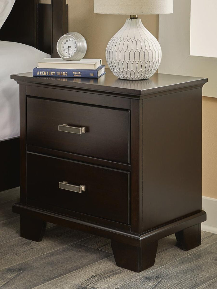 Covetown Dark Brown Two Drawer Night Stand - Brand New