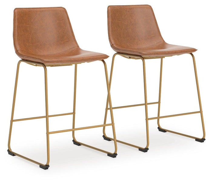 Crandox Brown/Gold Upholstered Barstool (Priced Per Item, Must Order 2, 4, 6, or 8) - Brand New