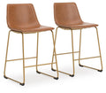 Crandox Brown/Gold Upholstered Barstool (Priced Per Item, Must Order 2, 4, 6, or 8) - Brand New