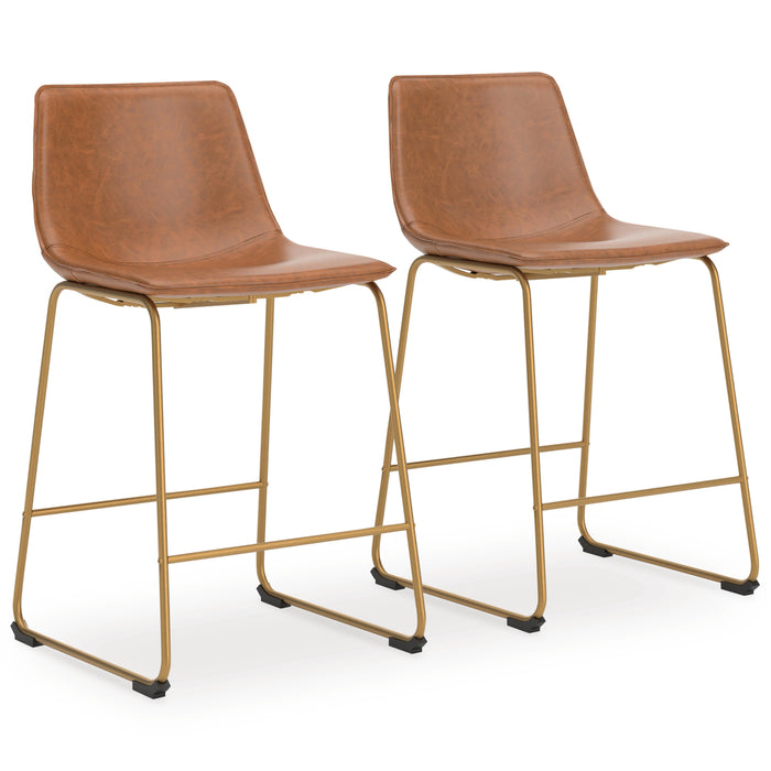 Crandox Brown/Gold Upholstered Barstool (Priced Per Item, Must Order 2, 4, 6, or 8) - Brand New