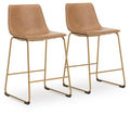 Crandox Toast/Gold Upholstered Barstool (Priced Per Item, Must Order 2, 4, 6, or 8) - Brand New