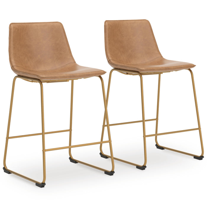 Crandox Toast/Gold Upholstered Barstool (Priced Per Item, Must Order 2, 4, 6, or 8) - Brand New