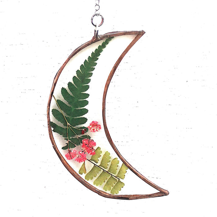 crescent moon with pressed flowers - option E