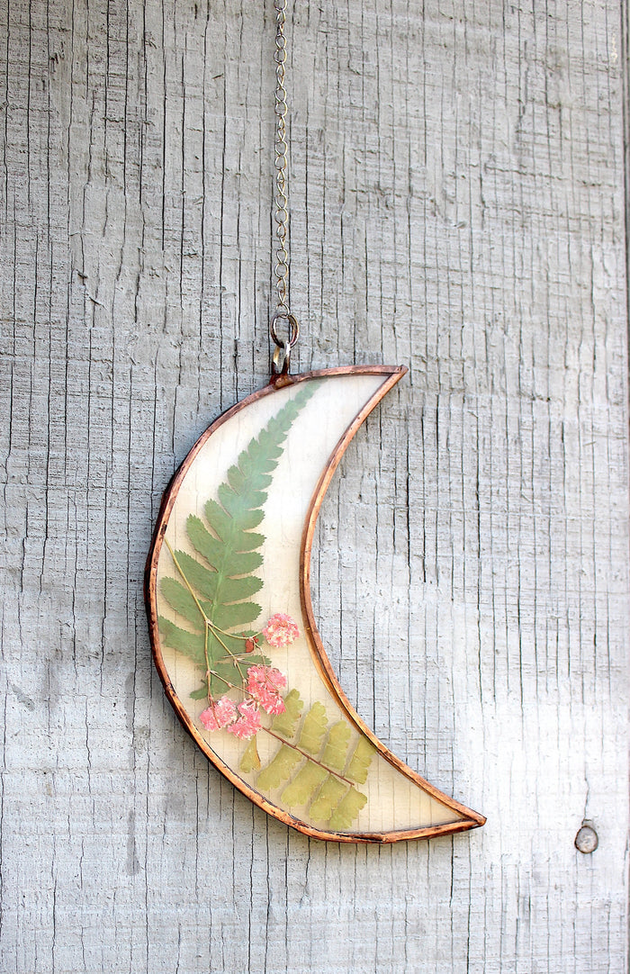 crescent moon with pressed flowers - option E