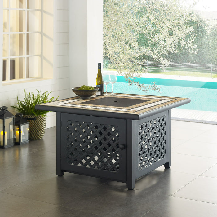 Crosley Furniture Tucson Outdoor Propane Fire Pit Table for Outside Patio Backyard Deck, 50,000 BTU - Brand New