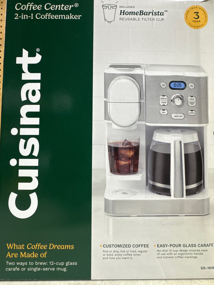 Cuisinart 2-in-1 Coffeemaker, 12 Cup Capacity, Single Serve, Hot or Iced - Brand New - Open Box