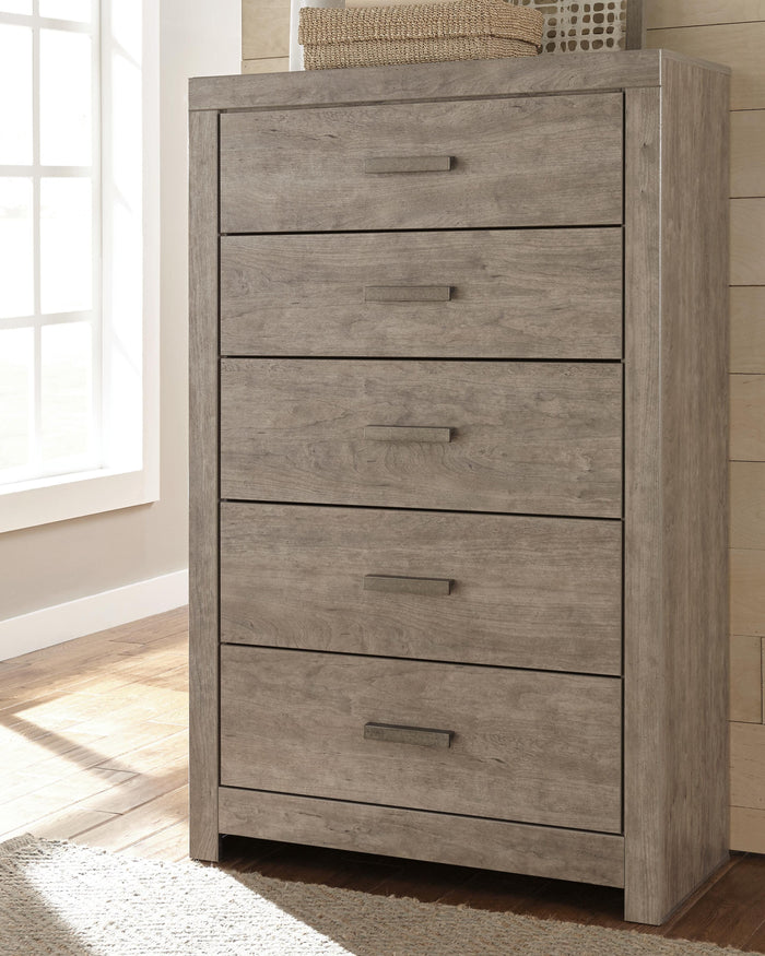Culverbach Gray Five Drawer Chest - Brand New