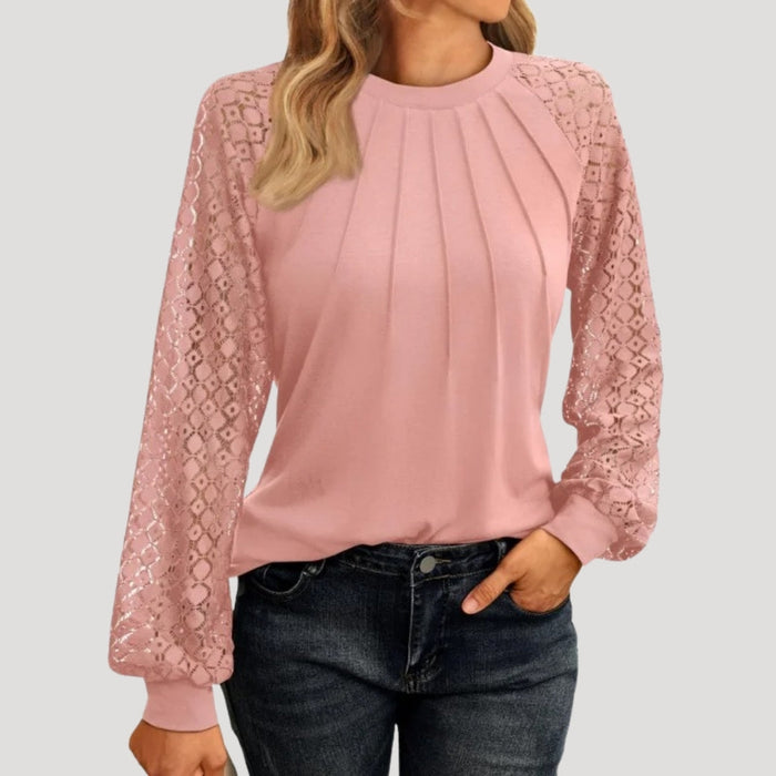 MEELANO Dame Smart Casual Top Til Kvinder Lange ærmer Afslappet Pasform Blødt Stof Lyserød