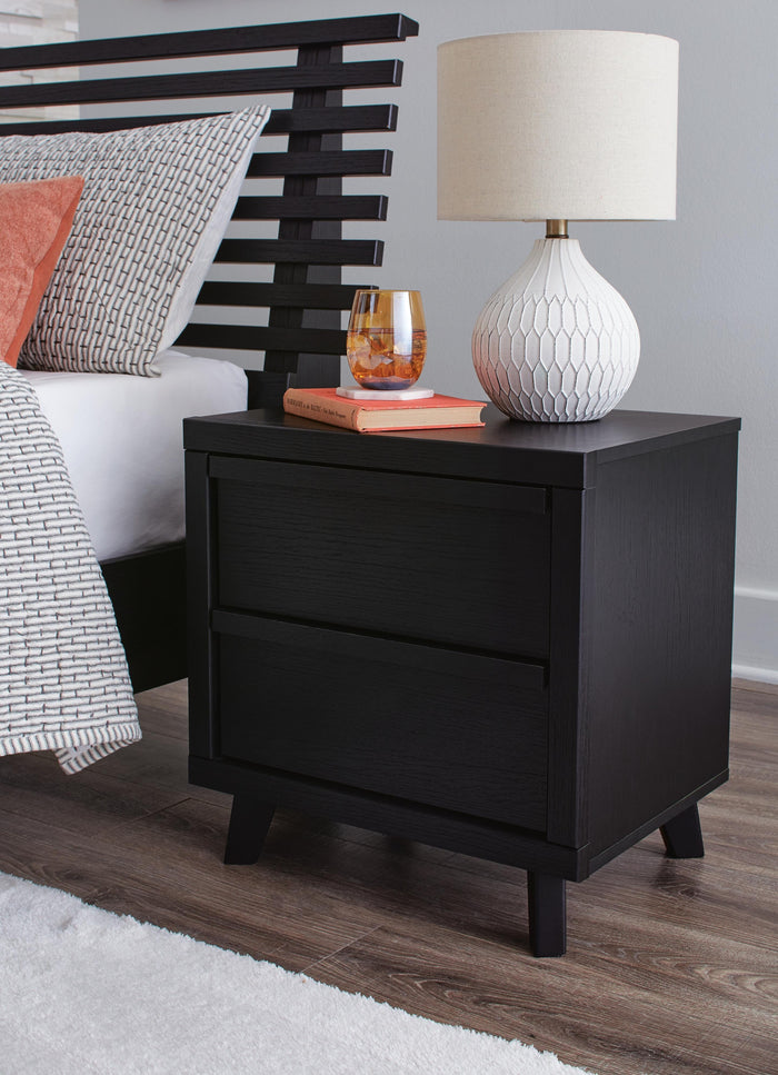Danziar Black Two Drawer Night Stand - Brand New