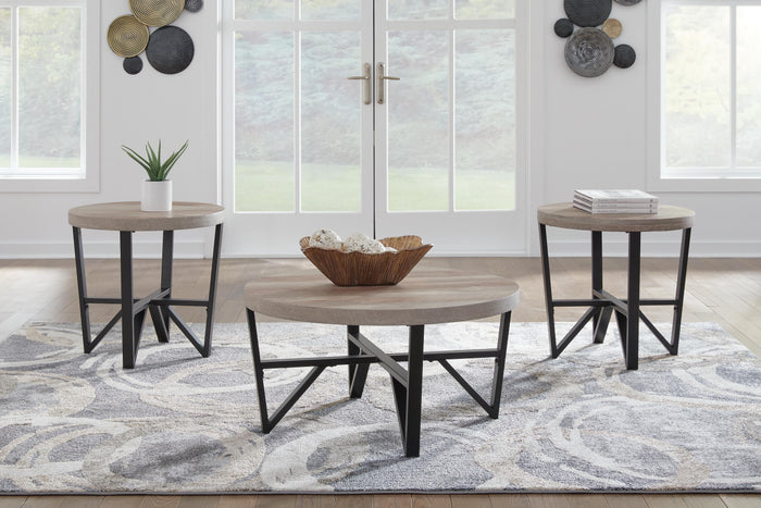 Deanlee Grayish Brown/Black Occasional Table Set (3/CN) - Brand New