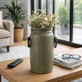 Decorative Vase - Green/Black Ceramic Metal Handles, 16 in.