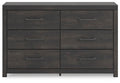 Delmorta Dark Gray Six Drawer Dresser - Brand New