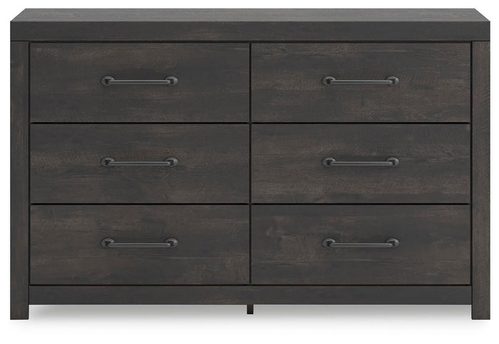 Delmorta Dark Gray Six Drawer Dresser - Brand New