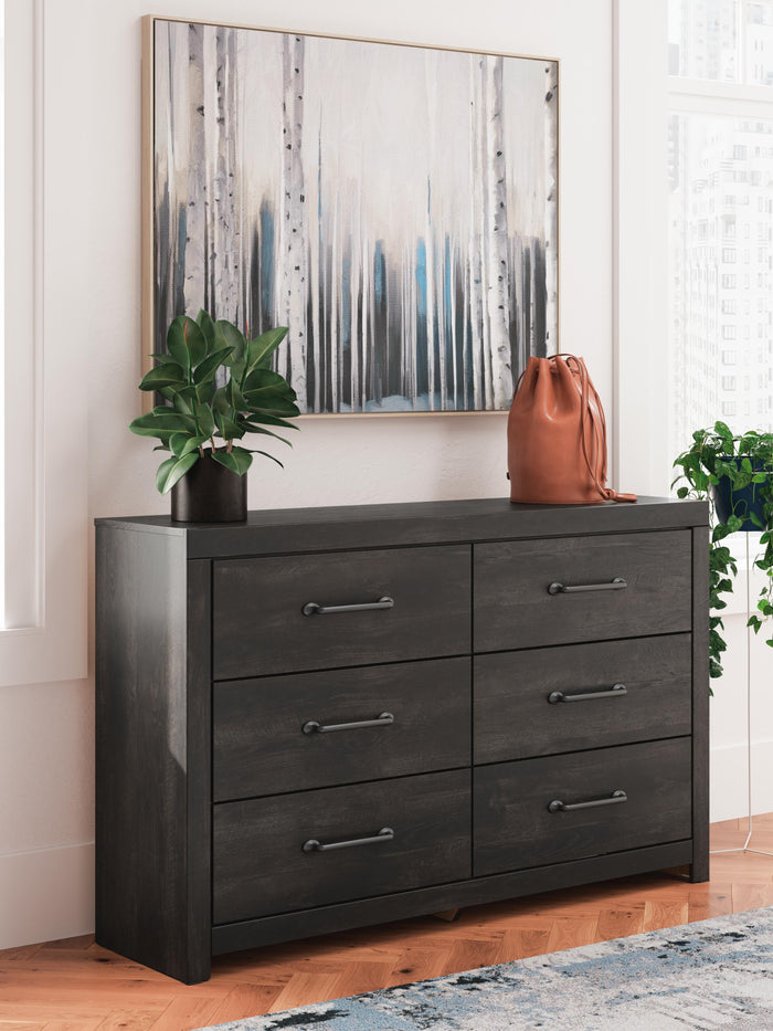 Delmorta Dark Gray Six Drawer Dresser - Brand New