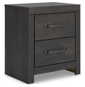 Delmorta Dark Gray Two Drawer Night Stand - Brand New