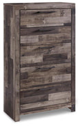 Derekson Multi Gray Five Drawer Chest - Brand New