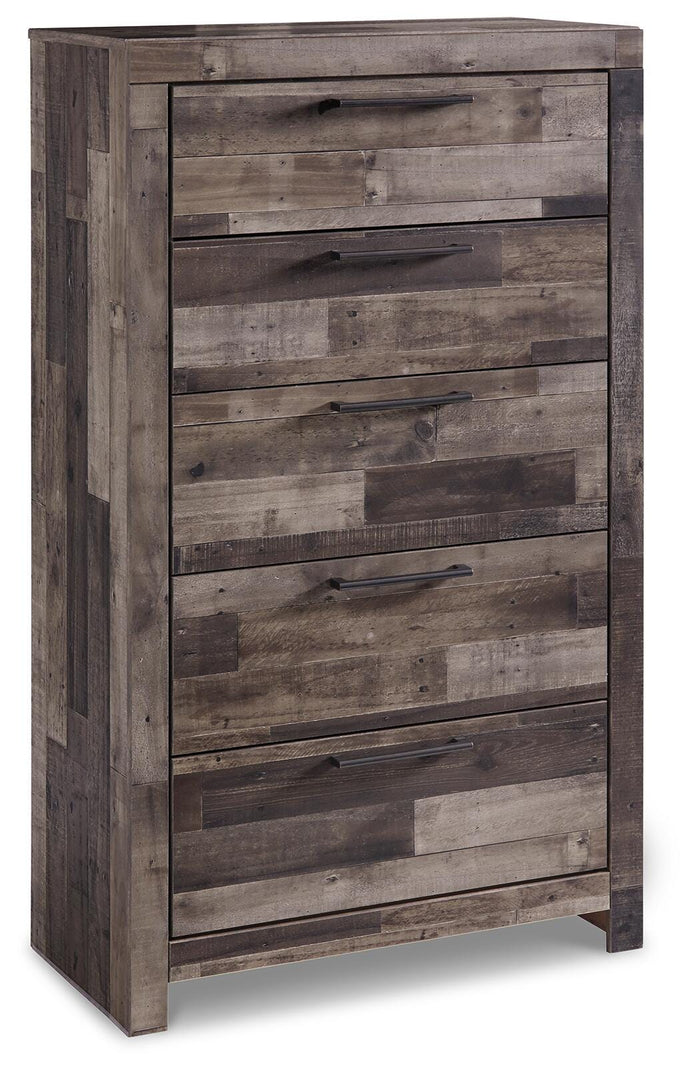 Derekson Multi Gray Five Drawer Chest - Brand New