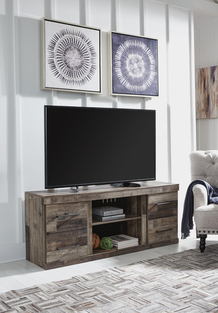 Derekson Multi Gray LG TV Stand w/Fireplace Option - Brand New