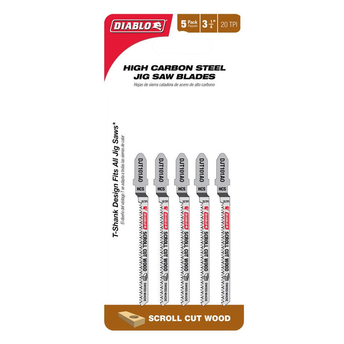 Diablo 3-1/4 in. 20 TPI High Carbon Steel T-Shank Jig Saw Blades for Scroll Cuts in Wood (5pk)