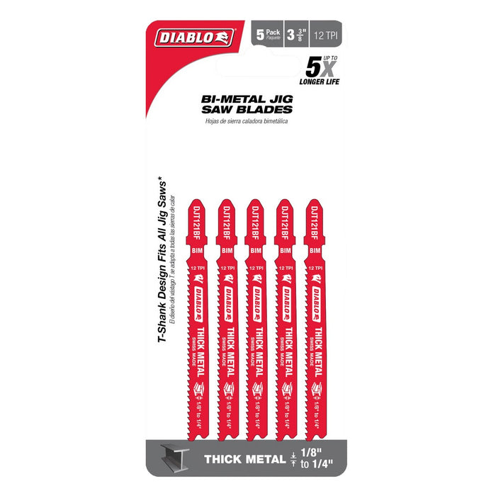 Diablo 3-5/8 in. 12 TPI Bi-Metal T-Shank Jig Saw Blades for Thick Metal 5 pack