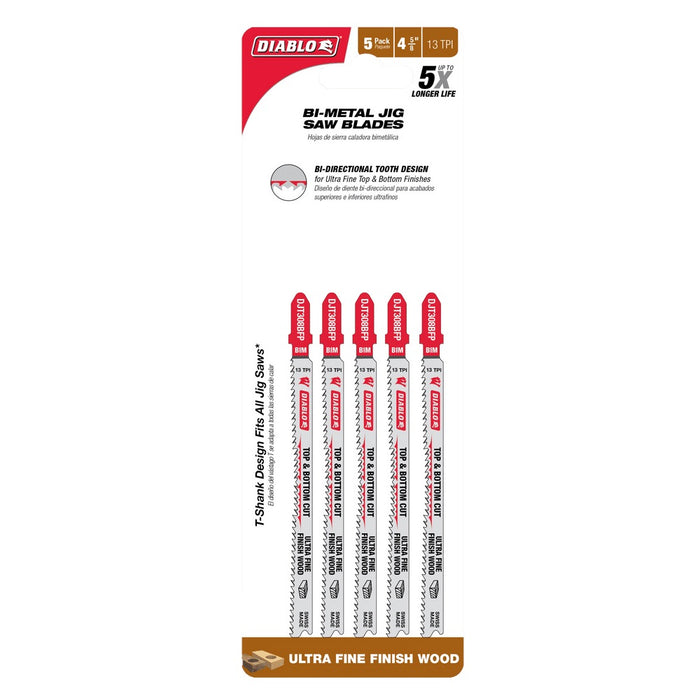 Diablo 4-5/8 in. 13 TPI Bi-Metal T-Shank Jig Saw Blades for Ultra Fine Finish Cuts in Wood