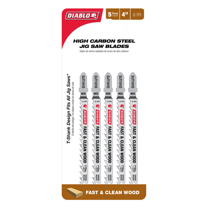 Diablo 4 in. 6 TPI High Carbon Steel T-Shank Jig Saw Blades for Fast Cuts in Clean Wood (5pk)