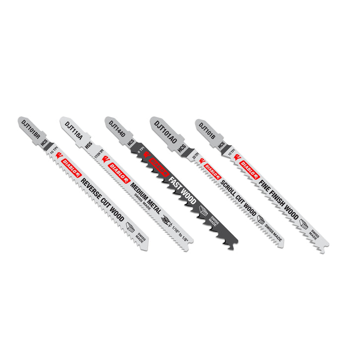 Diablo High Carbon Steel/High Speed Steel T-Shank Jig Saw Blade Set for Wood & Metal (5pk)