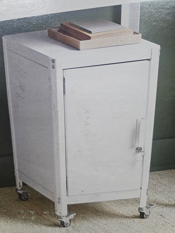 Dorm Metal Rolling Locker Storage Cabinet with Lock Chalk White - Room Essentials
