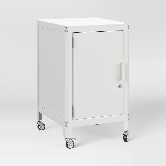 Dorm Metal Rolling Locker Storage Cabinet with Lock Chalk White - Room Essentials