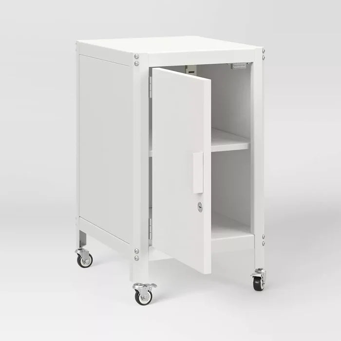 Dorm Metal Rolling Locker Storage Cabinet with Lock Chalk White - Room Essentials