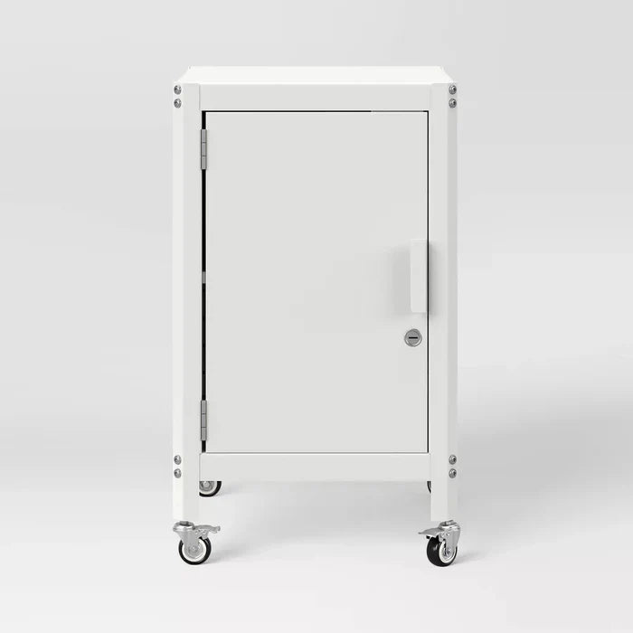 Dorm Metal Rolling Locker Storage Cabinet with Lock Chalk White - Room Essentials