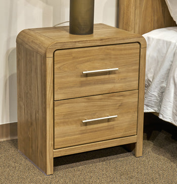 Dovander Warm Natural Brown Two Drawer Night Stand - Brand New