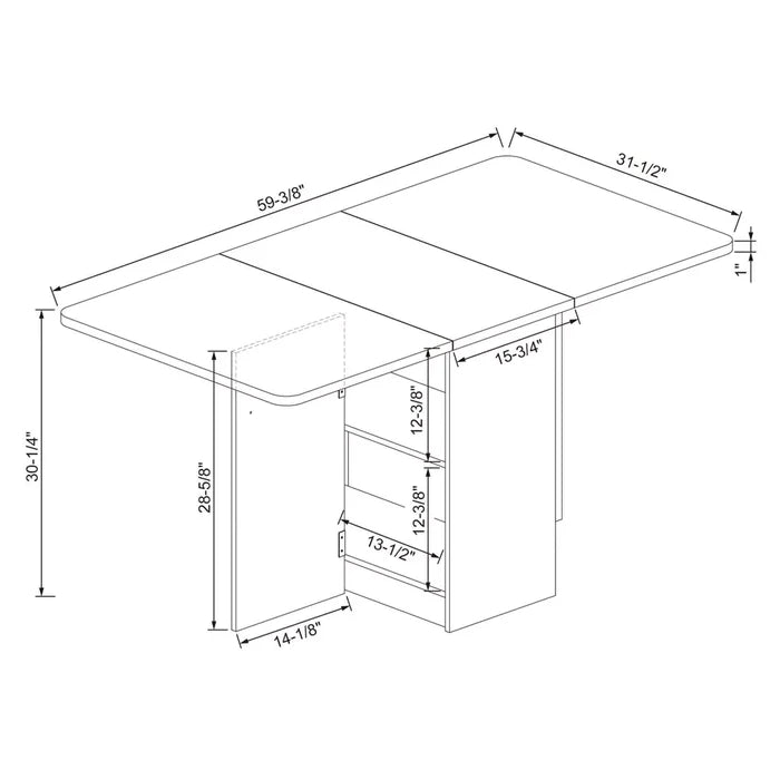Drop Leaf Dining Table with Storage Shelves White - Room Essentials™