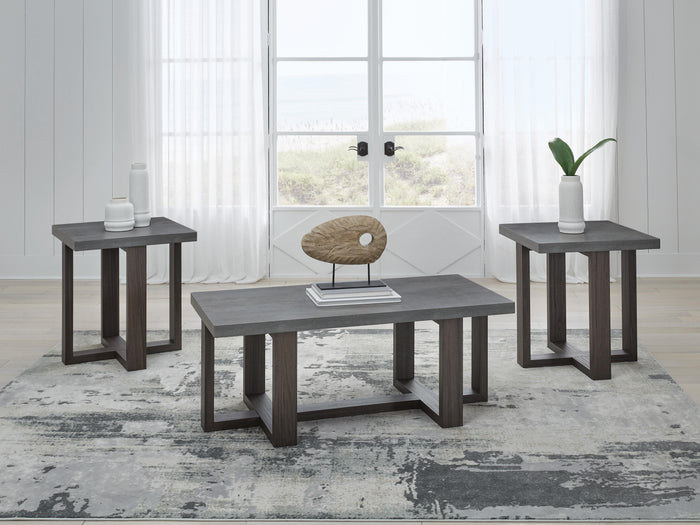 Dynnford Gray/Brown Occasional Table Set (3/CN) - Brand New