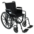 Equate Lightweight Foldable Steel Wheelchair with 18" Seat and Swing-Away Footrests, 350 lb Capacity - Brand New